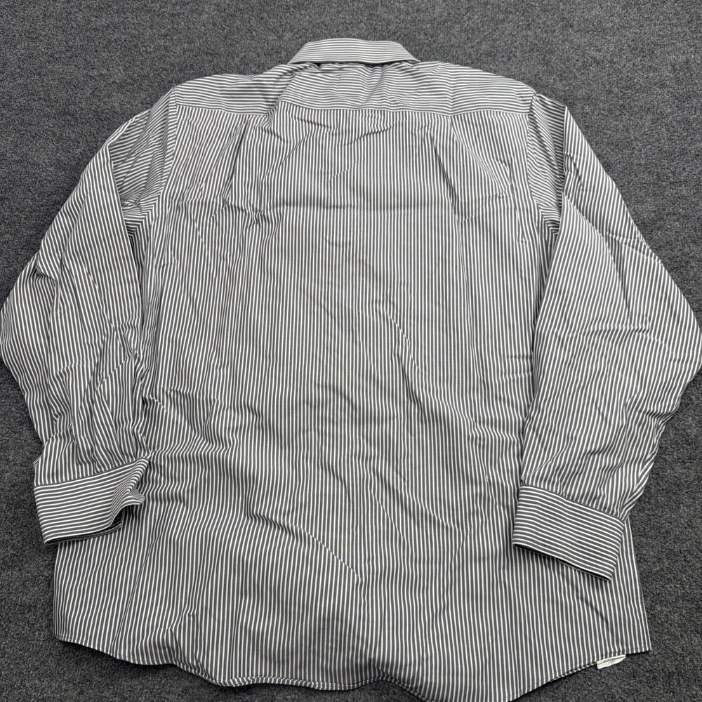 Ryan Seacrest Distinction Men 17.5 Gray Stripe Slim Fit Button Shirt Non iron - Picture 6 of 7